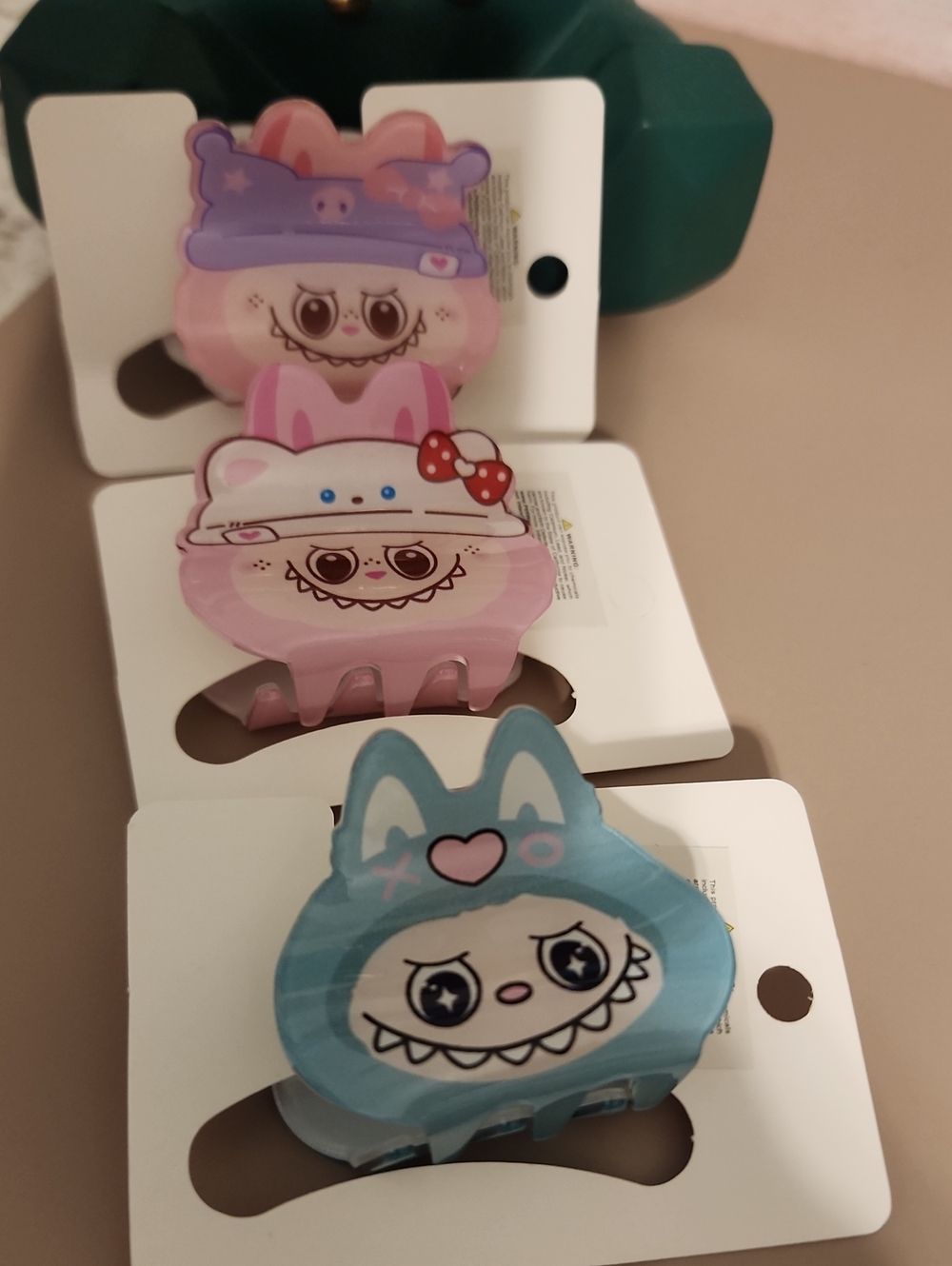 Kids Cute Character Hair Claw Clips - Blue & Pink